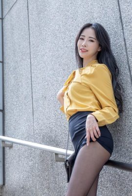 ताइवान की खूबसूरत टांगों वाली लड़की-एथेना नाना, काले स्टॉकिंग्स में खूबसूरत टांगों वाली सुंदरी, पेशेवर कपड़े आउटडोर शूटिंग (1) (80P)