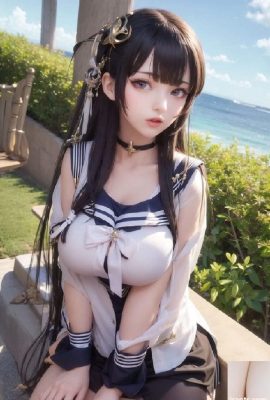 सेक्सी वर्दी में बड़े स्तन वाली जापानी स्कूल लड़की की भव्य एआई-जनरेटेड छवियां