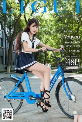 [Liguiइंटरनेट सौंदर्य] 20171207 मॉडल ज़ियाक्सिआओ साइकिल सुंदर पैर