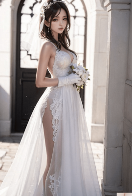 शुद्ध सफेद शादी की पोशाक-1080