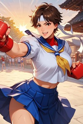 फाइटिंग किंग – कासुगानो सकुरा (एआई जेनरेटेड)